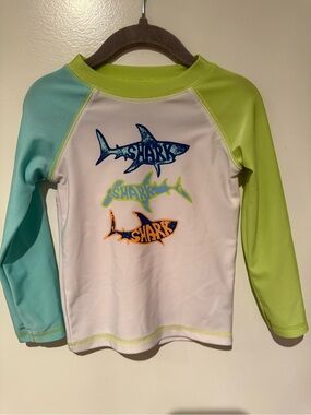 George Toddler Boys Long Sleeve Shark Rash Guard Swim Shirt Size 3T